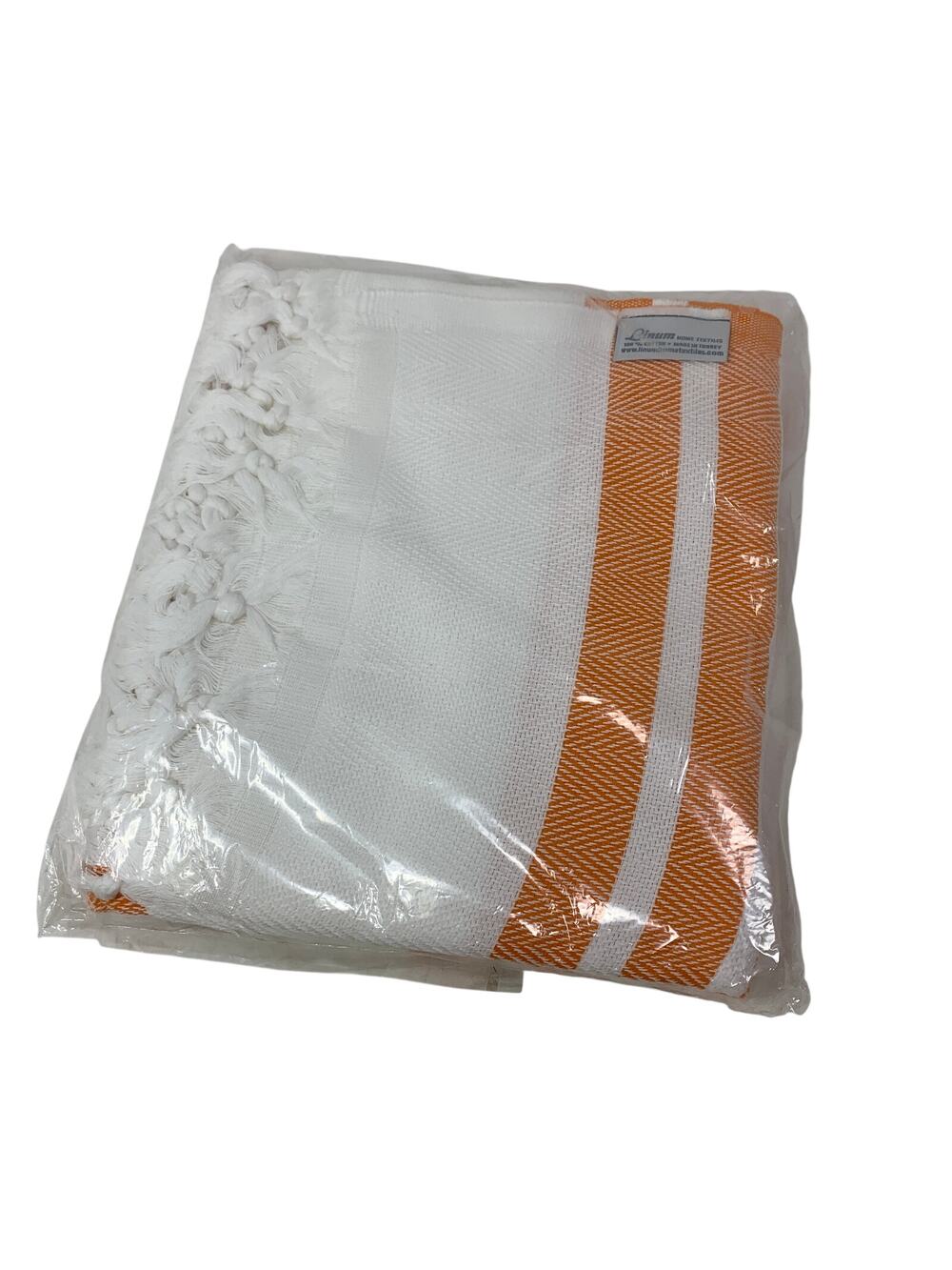 Linum Home Textiles Turkish Towel Orange White Striped NEW
